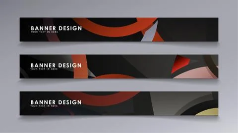 Rectangular vector banners against the background of stacked rings. compositi Stock Illustration