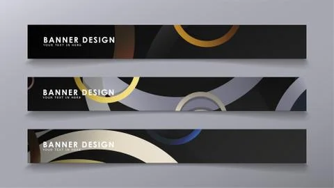 Rectangular vector banners against the background of stacked rings. compositi Stock Illustration