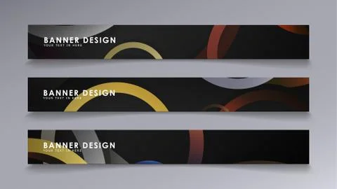 Rectangular vector banners against the background of stacked rings. compositi 库存插图
