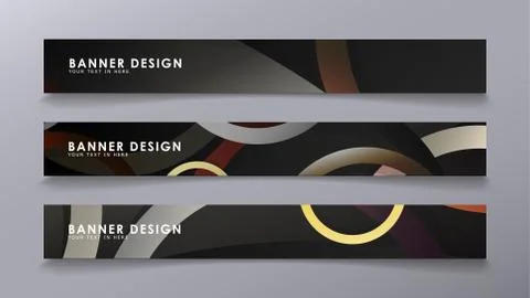 Rectangular vector banners against the background of stacked rings. compositi 스톡 일러스트