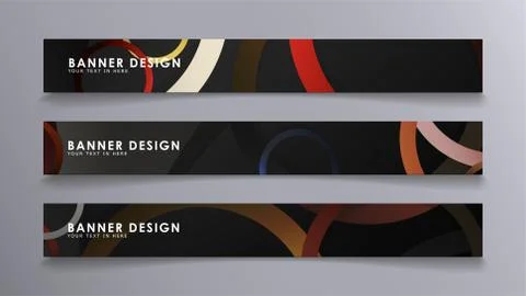 Rectangular vector banners against the background of stacked rings. compositi Stock Illustration