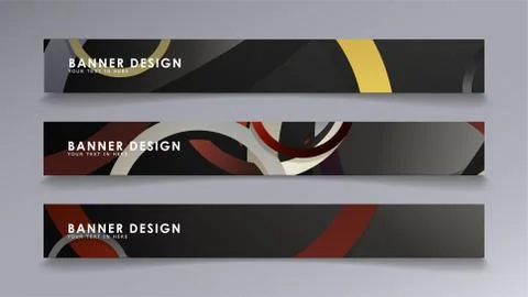 Rectangular vector banners against the background of stacked rings. compositi Stockillustratie