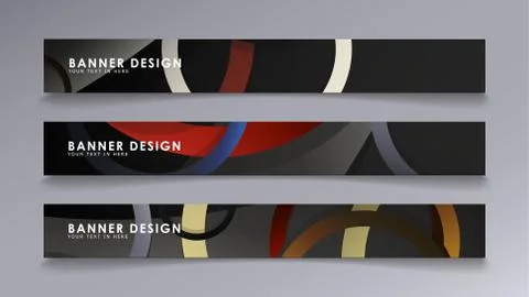 Rectangular vector banners against the background of stacked rings. compositi Stock Illustration