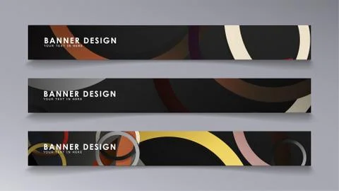 Rectangular vector banners against the background of stacked rings. compositi Stock Illustration