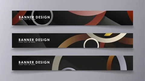 Rectangular vector banners against the background of stacked rings. compositi Illustrazione stock