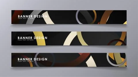 Rectangular vector banners against the background of stacked rings. compositi Stock Illustration