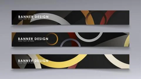 Rectangular vector banners against the background of stacked rings. compositi Illustrazione stock