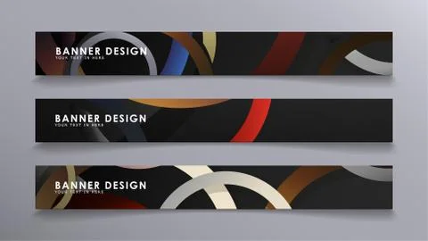 Rectangular vector banners against the background of stacked rings. compositi Stock Illustration