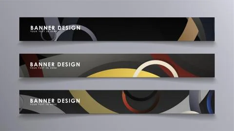 Rectangular vector banners against the background of stacked rings. compositi Illustrazione stock