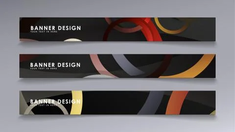 Rectangular vector banners against the background of stacked rings. compositi Stock Illustration