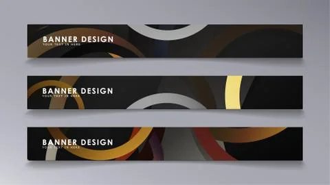 Rectangular vector banners against the background of stacked rings. compositi Stock Illustration