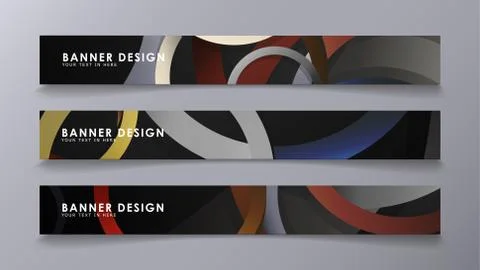 Rectangular vector banners against the background of stacked rings. compositi Stock Illustration