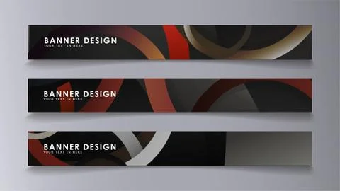 Rectangular vector banners against the background of stacked rings. compositi Stock Illustration