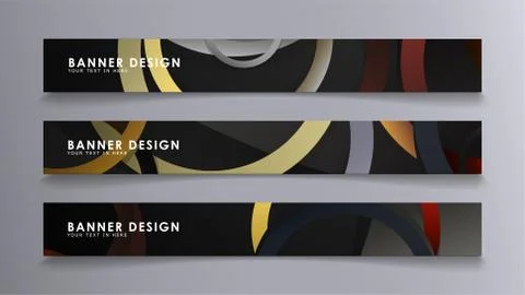 Rectangular vector banners against the background of stacked rings. compositi 스톡 일러스트