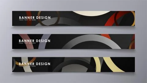 Rectangular vector banners against the background of stacked rings. compositi Illustrazione stock