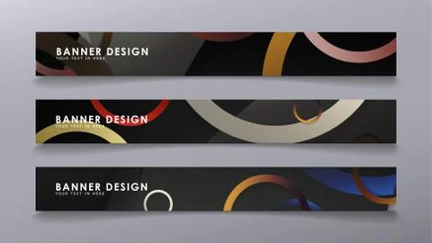 Rectangular vector banners against the background of stacked rings. compositi Stock Illustration