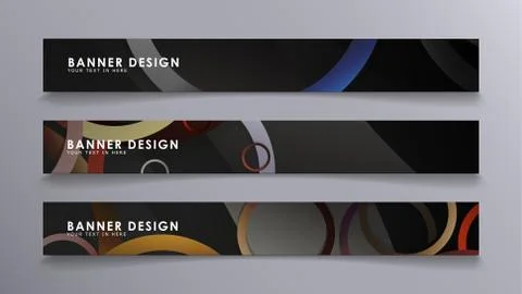 Rectangular vector banners against the background of stacked rings. compositi Illustrazione stock