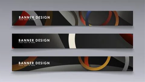 Rectangular vector banners against the background of stacked rings. compositi Stock Illustration