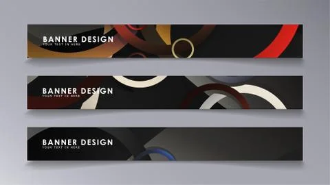 Rectangular vector banners against the background of stacked rings. compositi Stock Illustration