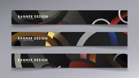 Rectangular vector banners against the background of stacked rings. compositi Illustrazione stock