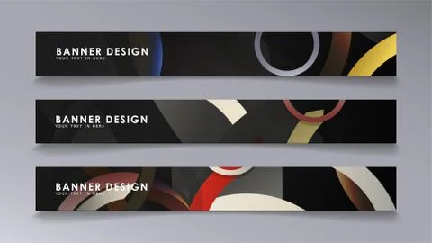 Rectangular vector banners against the background of stacked rings. compositi Illustrazione stock