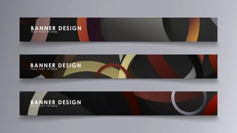 Rectangular vector banners against the background of stacked rings. compositi Stock Illustration