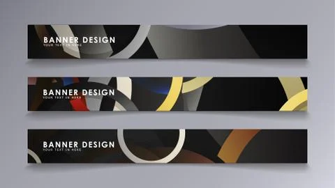 Rectangular vector banners against the background of stacked rings. compositi Stock Illustration