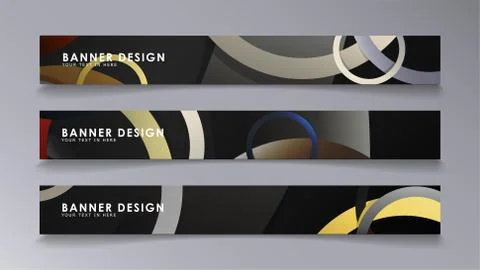 Rectangular vector banners against the background of stacked rings. compositi Stock Illustration
