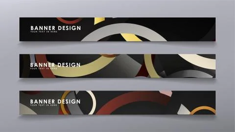 Rectangular vector banners against the background of stacked rings. compositi Illustrazione stock