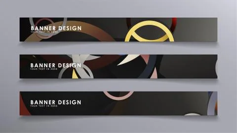 Rectangular vector banners against the background of stacked rings. compositi Illustrazione stock