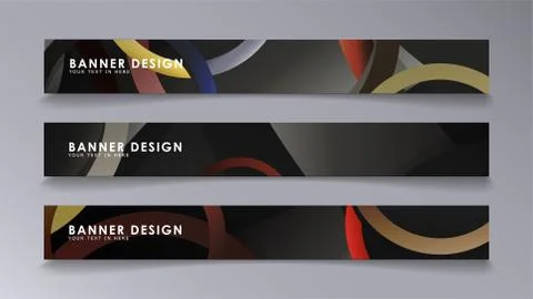 Rectangular vector banners against the background of stacked rings. compositi Illustrazione stock