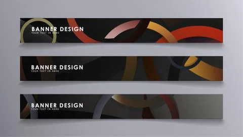 Rectangular vector banners against the background of stacked rings. compositi Stock Illustration