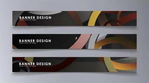 Rectangular vector banners against the background of stacked rings. compositi Stock Illustration