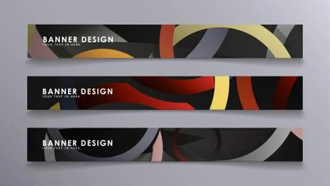 Rectangular vector banners against the background of stacked rings. compositi Stock Illustration