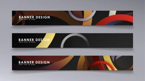 Rectangular vector banners against the background of stacked rings. compositi Stock Illustration