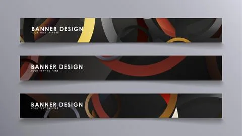 Rectangular vector banners against the background of stacked rings. compositi Stock Illustration