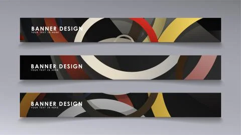 Rectangular vector banners against the background of stacked rings. compositi Stockillustratie