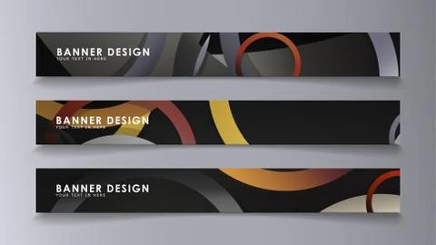 Rectangular vector banners against the background of stacked rings. compositi Stock Illustration