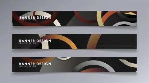 Rectangular vector banners against the background of stacked rings. compositi Stock Illustration