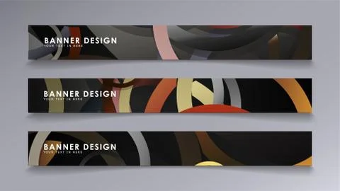Rectangular vector banners against the background of stacked rings. compositi Illustrazione stock