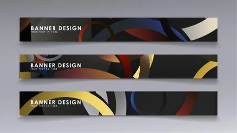 Rectangular vector banners against the background of stacked rings. compositi Stock Illustration