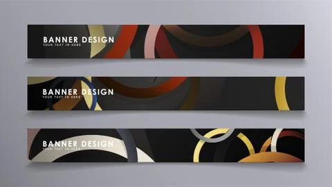 Rectangular vector banners against the background of stacked rings. compositi Stock Illustration