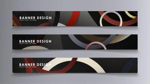 Rectangular vector banners against the background of stacked rings. compositi Stock Illustration