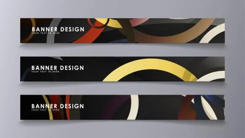 Rectangular vector banners against the background of stacked rings. compositi 스톡 일러스트