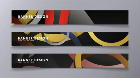 Rectangular vector banners against the background of stacked rings. compositi Stock Illustration