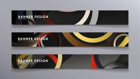 Rectangular vector banners against the background of stacked rings. compositi Stock Illustration