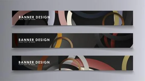 Rectangular vector banners against the background of stacked rings. compositi 스톡 일러스트