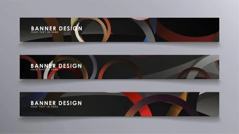 Rectangular vector banners against the background of stacked rings. compositi Stock Illustration