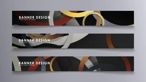 Rectangular vector banners against the background of stacked rings. compositi Illustrazione stock