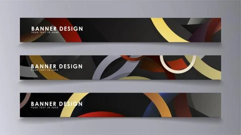 Rectangular vector banners against the background of stacked rings. compositi Stock Illustration